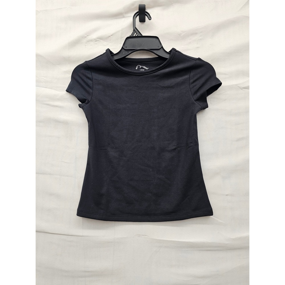 All in Motion Girls Athletic Short Sleeve Top Black Polyester Blend Size Large